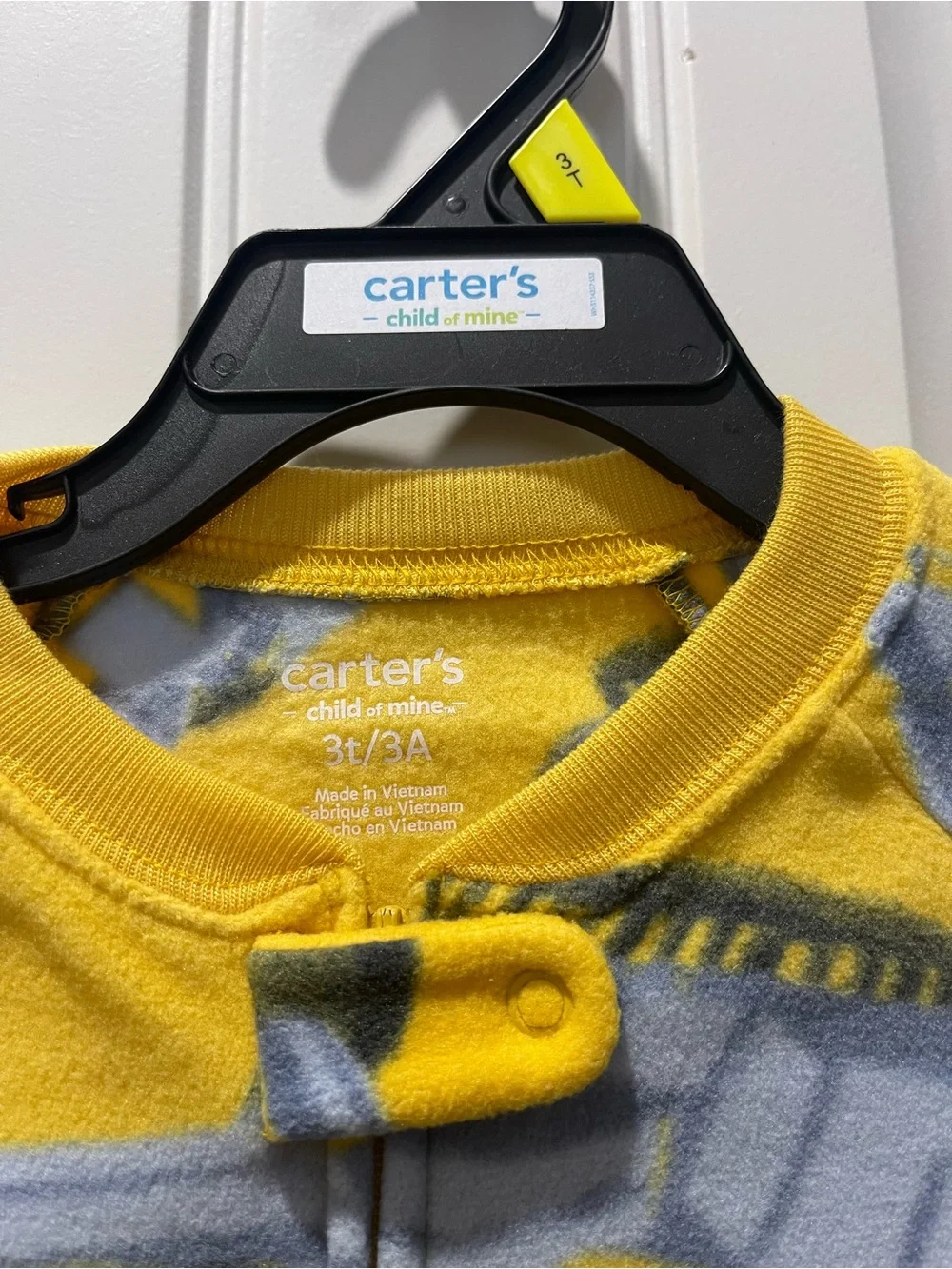 Carter's Boys YelloCarter's Boys Yellow Excavator Fleece Footed Pajamas Sleepers
